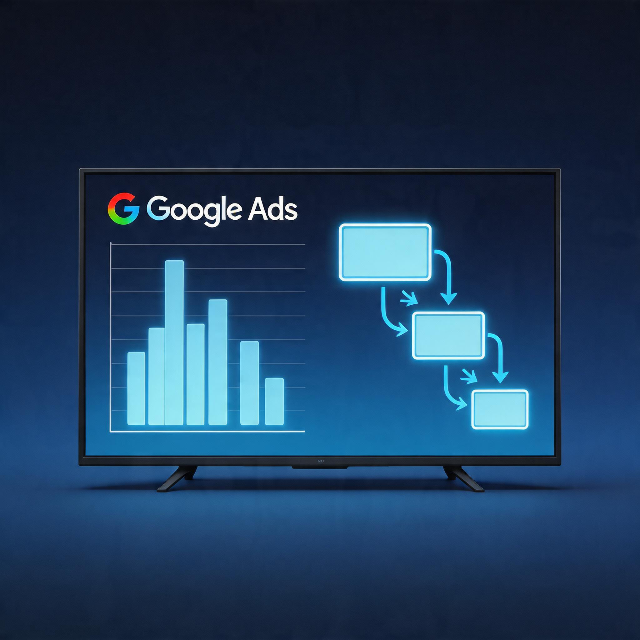 TV advertising analytics dashboard showing measurement attribution flow