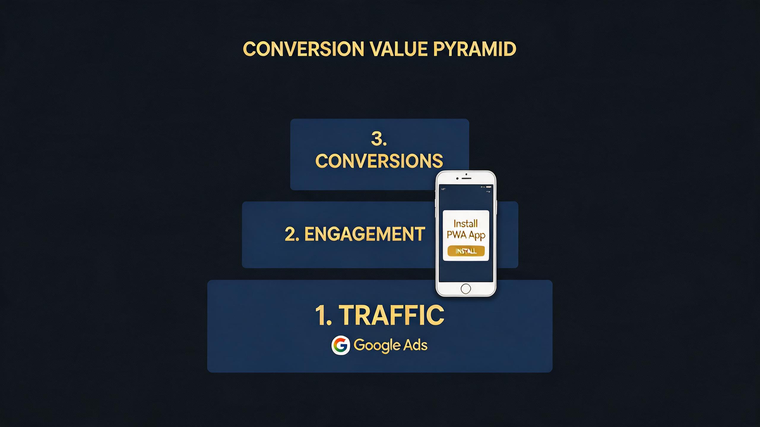 Google Ads conversion value setup for PWA install campaigns
