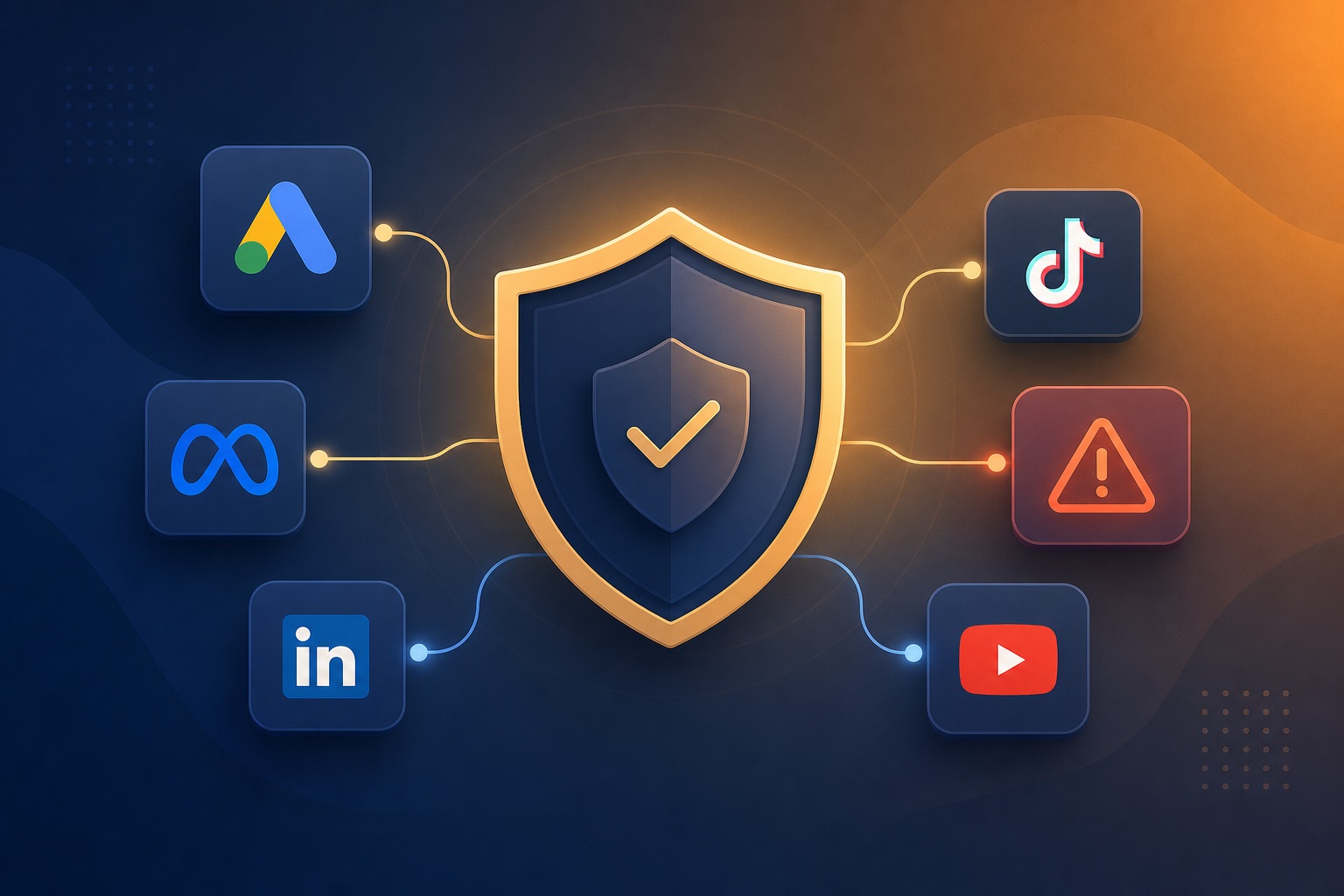 Advertising platform risk diversification with shield protecting multiple channels
