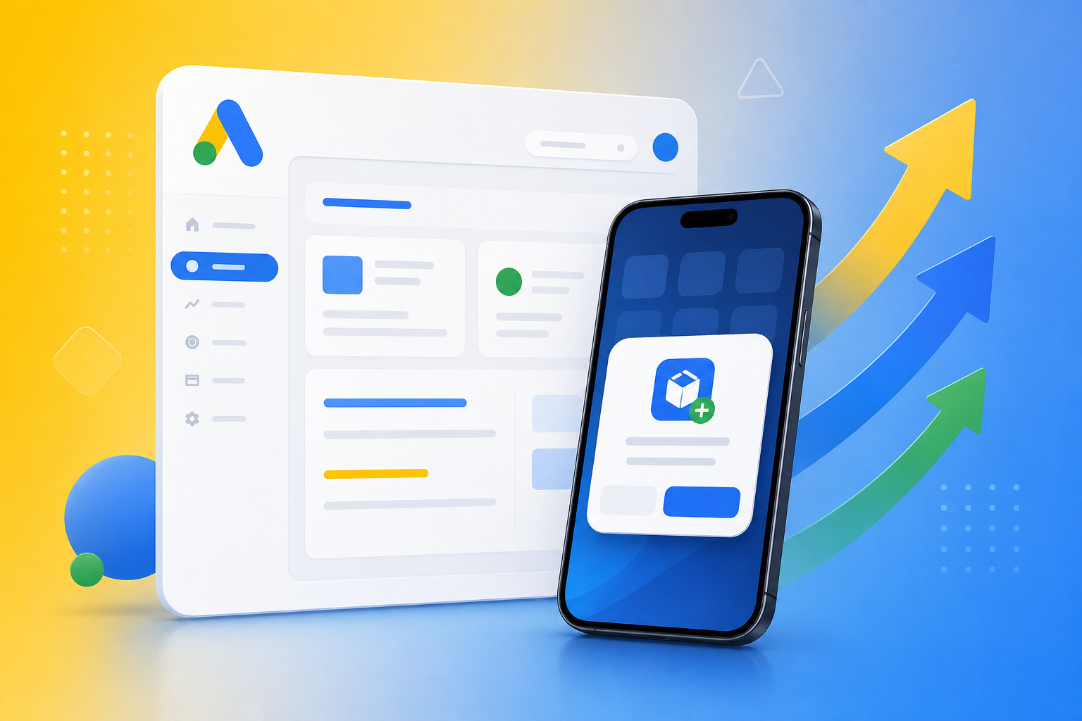 Google Ads PWA 安装投放优化概念图